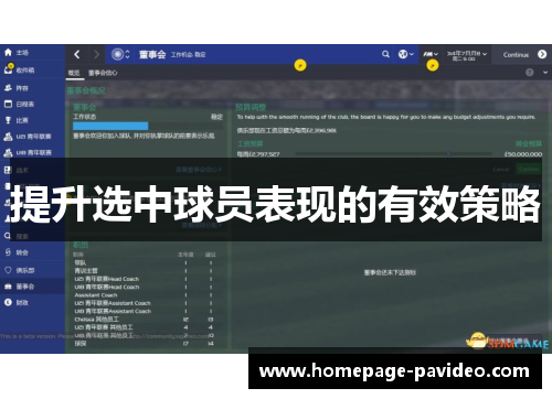 提升选中球员表现的有效策略