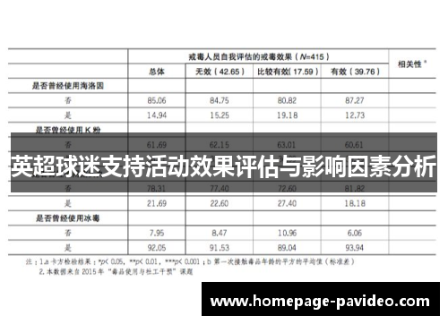 英超球迷支持活动效果评估与影响因素分析